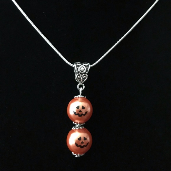 Double Pumpkin Pendant & Pumpkin Leverback Earring - Picture 5 of 7